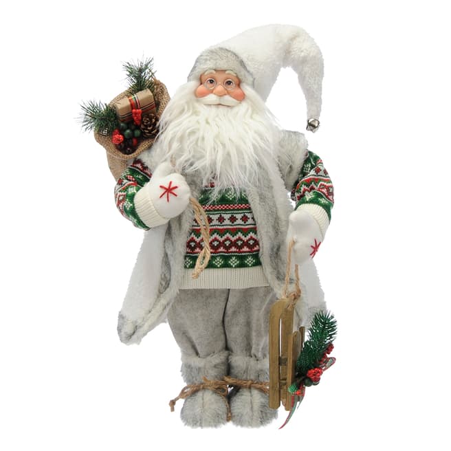 Festive Standing Nordic Santa With Skis