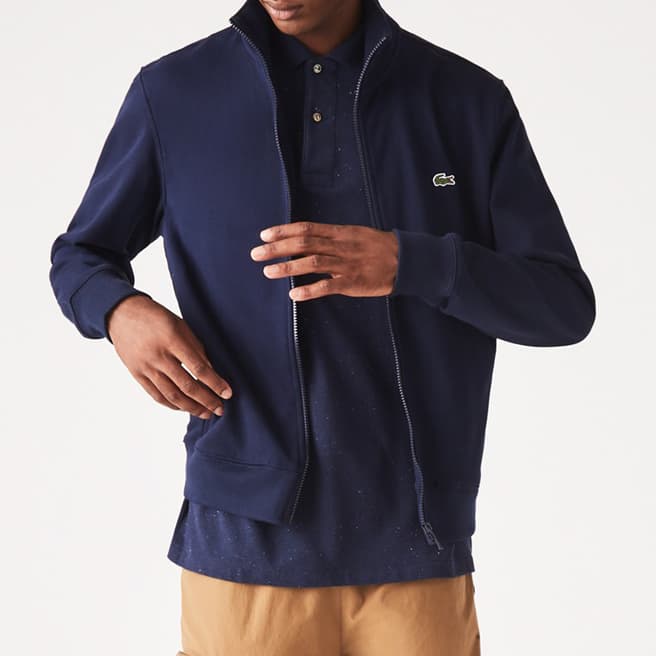 Lacoste Navy Cotton Blend Zipped Jacket
