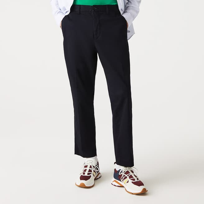 Lacoste Navy Stretch Cotton Blend Chinos