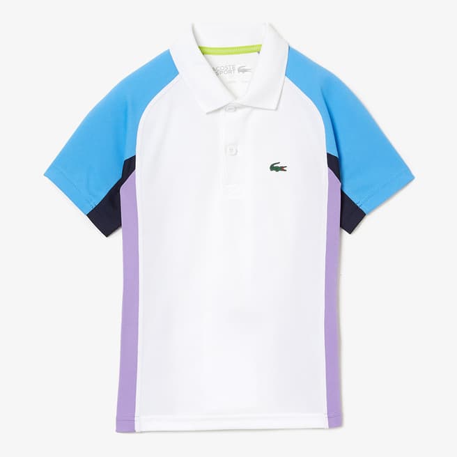 Lacoste Teen Boy's White Colourblock Polo Shirt