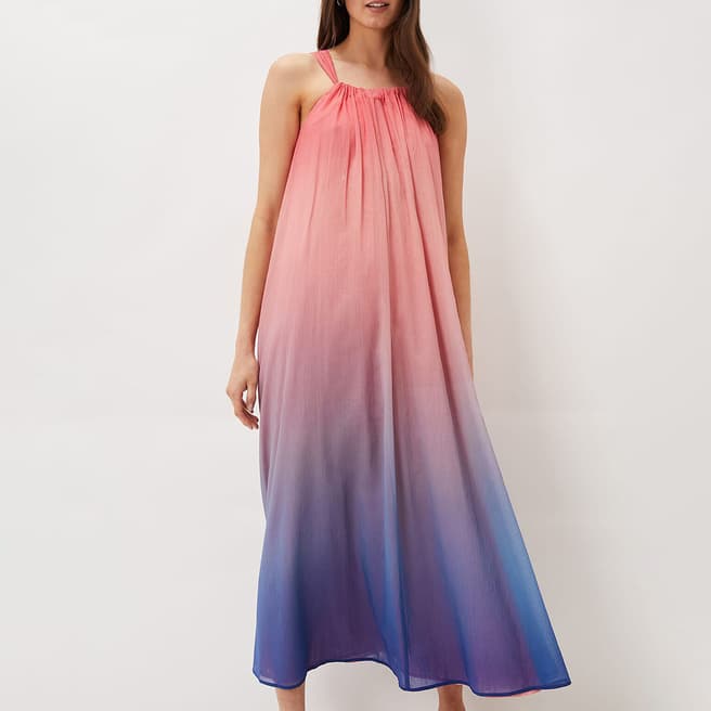 Phase Eight Pink Naoki Dip Dye Cotton Maxi Dress