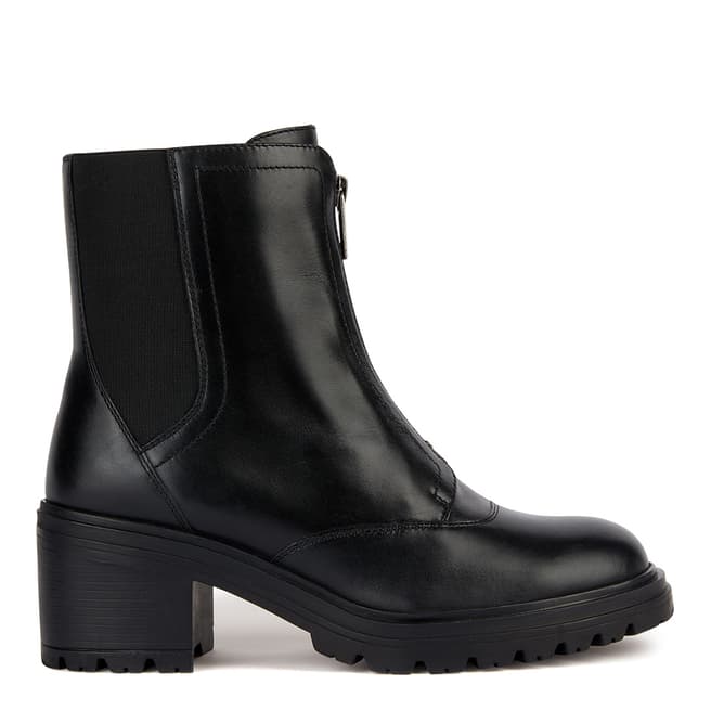 Geox Black Damiana Leather Ankle Boots
