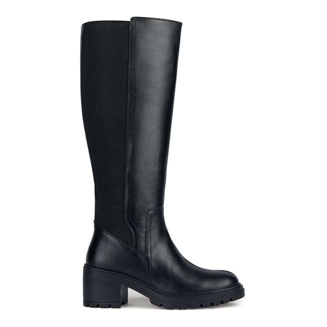 Geox Black Damiana Leather Long Boots