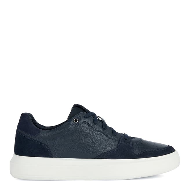 Geox Navy Deiven Leather Trainers