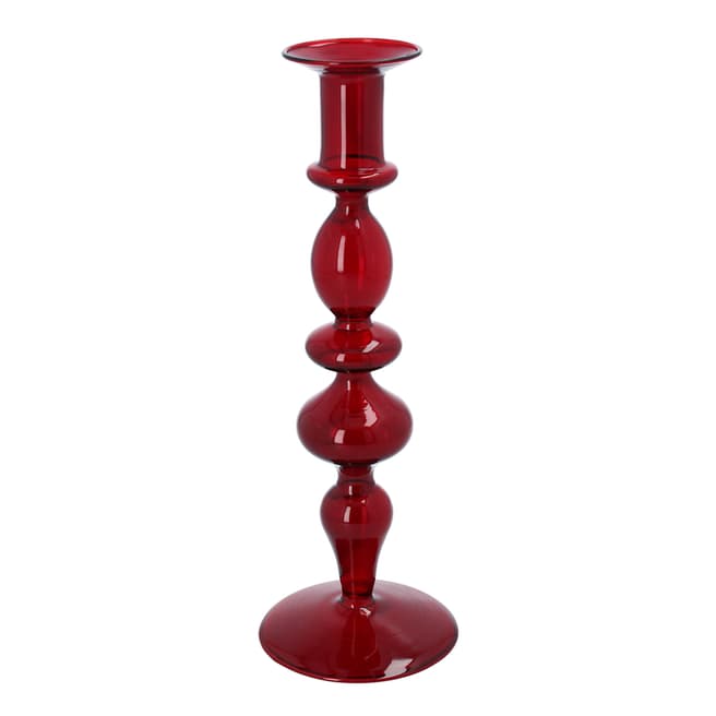 Gisela Graham Dark Red Piped Taper Candle Holder, Large