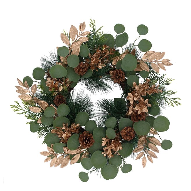 Gisela Graham Fir Cone Gold Berry Wreath, 57cm