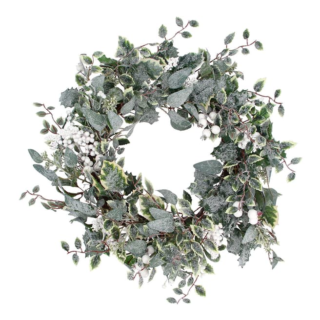 Gisela Graham Mixed Leaf/White Berry Wreath, 60cm