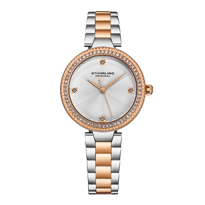 Stuhrling Womens Quartz Crystal Bezel Watch