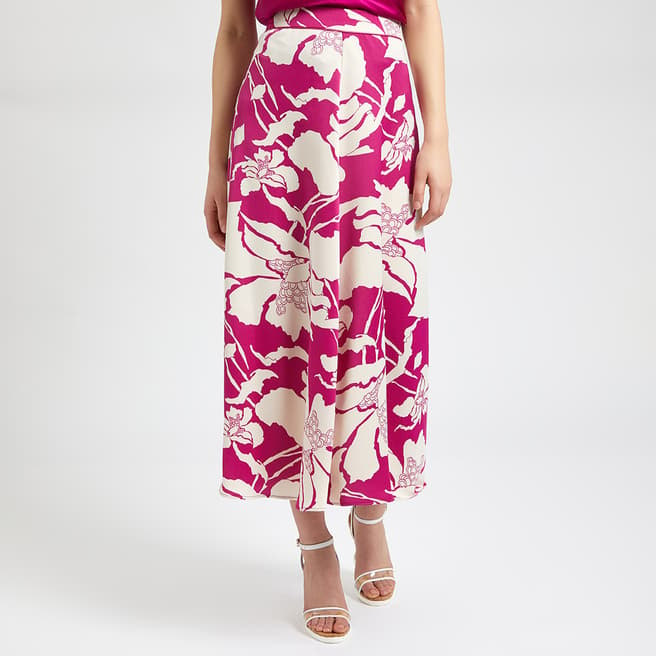 Max&Co. Pink Tuffo Floral Print Midi Skirt