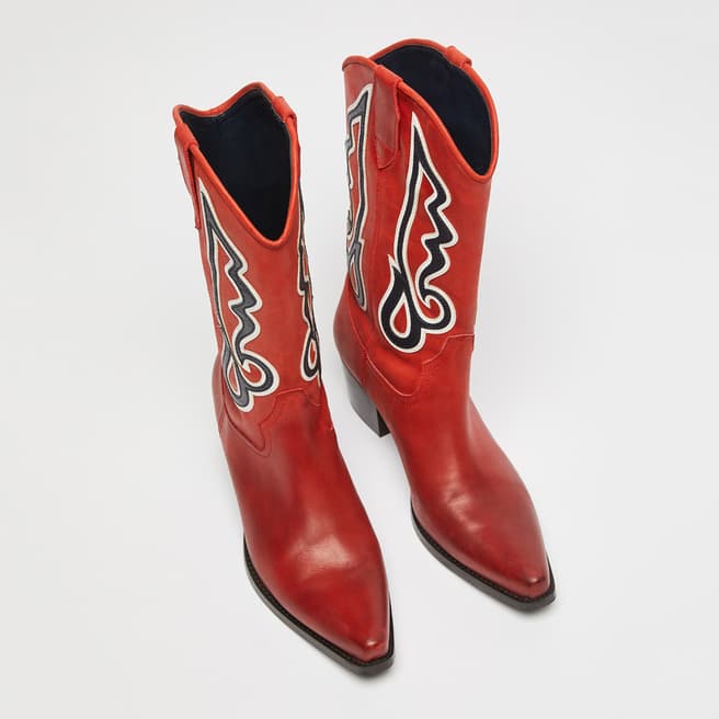Max&Co. Red Cowboy Leather Boot