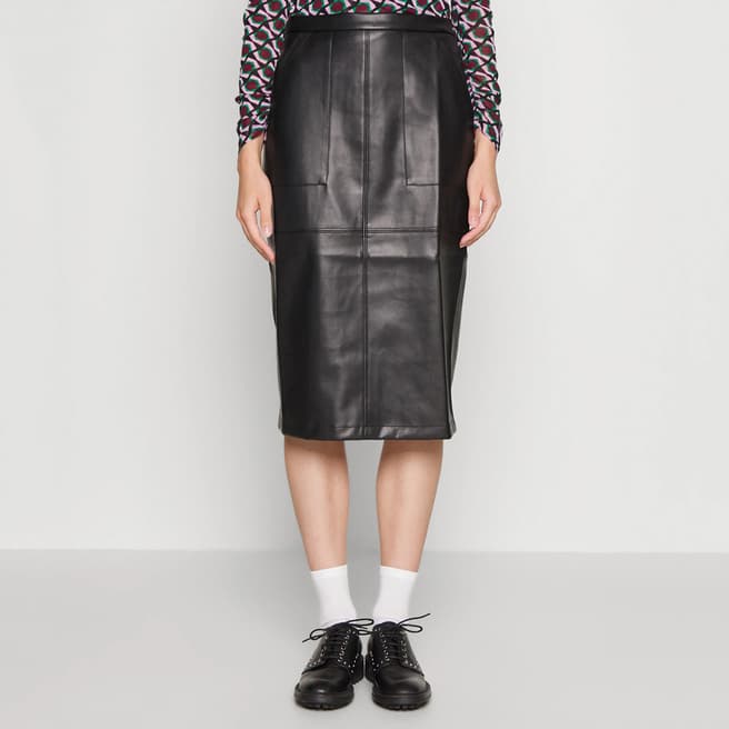 Max&Co. Black Crema Pleather Midi Skirt
