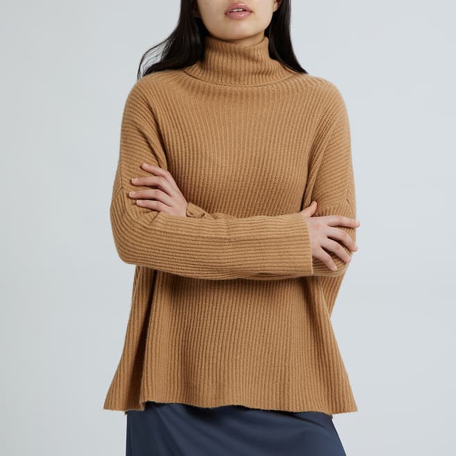 Max&Co. Camel Iscorger Cashmere Ribbed Jumper