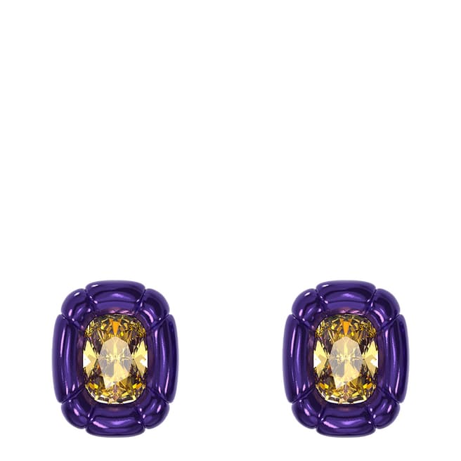 SWAROVSKI Purple Dulcis Clip On Cushion Cut Earrings
