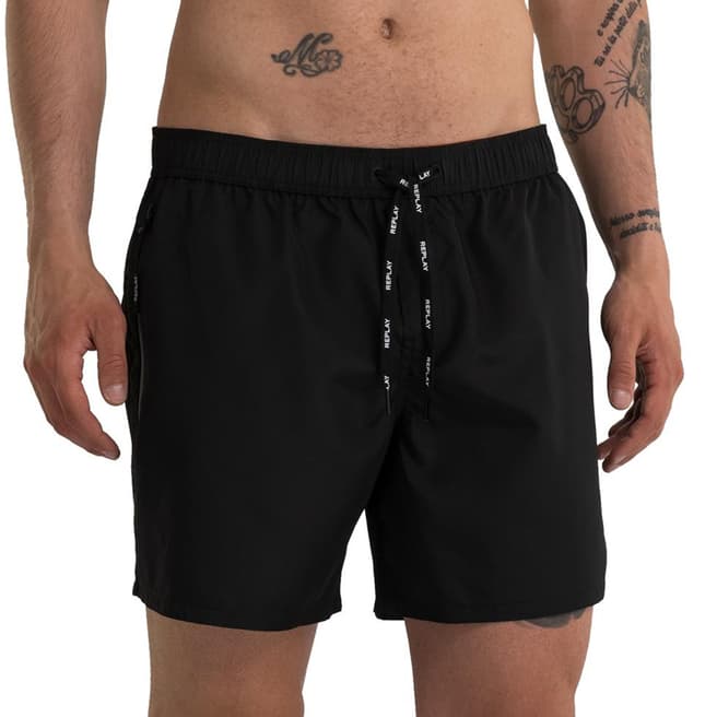 Replay Black Zipped Pocket Swim Shorts