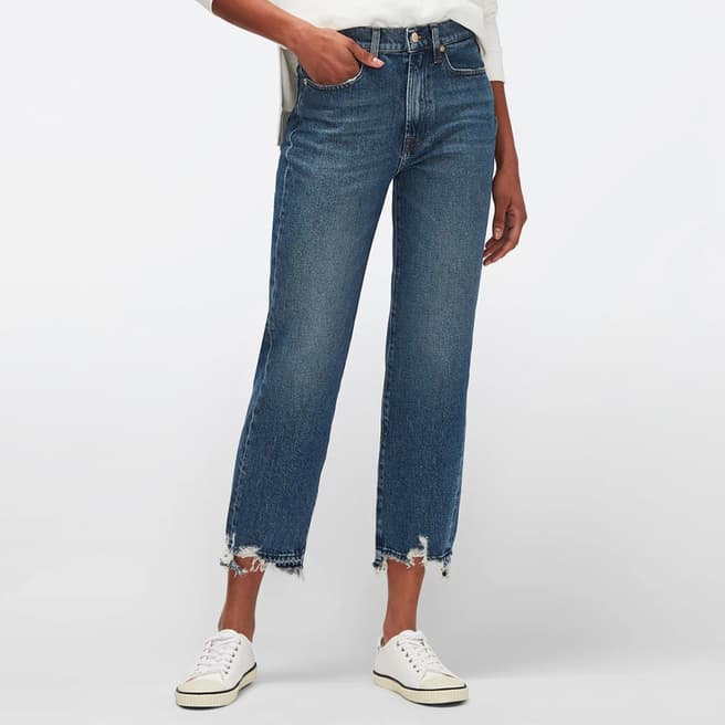 7 For All Mankind Mid Blue Logan Cropped Stretch Jeans