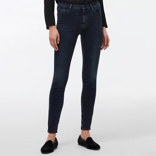 7 For All Mankind Dark Blue High Waisted Skinny Stretch Jeans