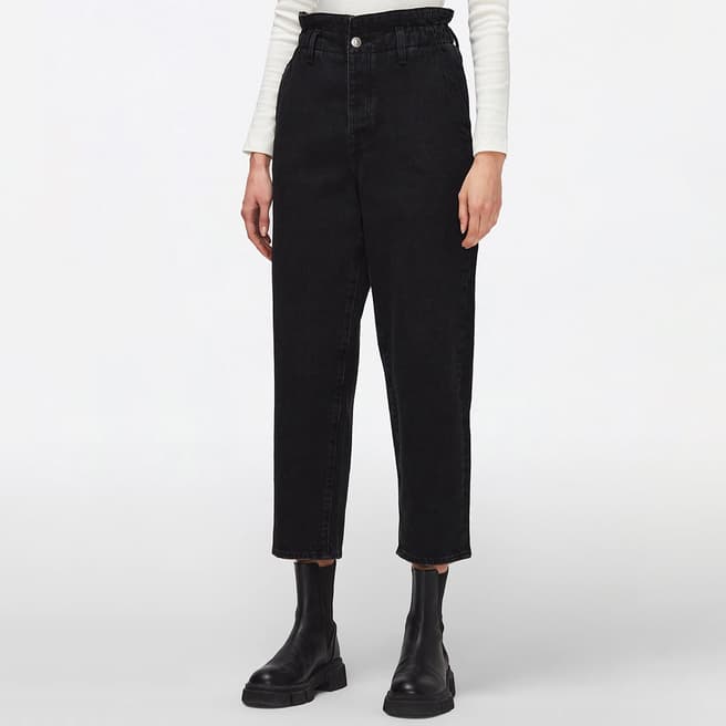 7 For All Mankind Black Dylan Crop Tapered Stretch Jeans