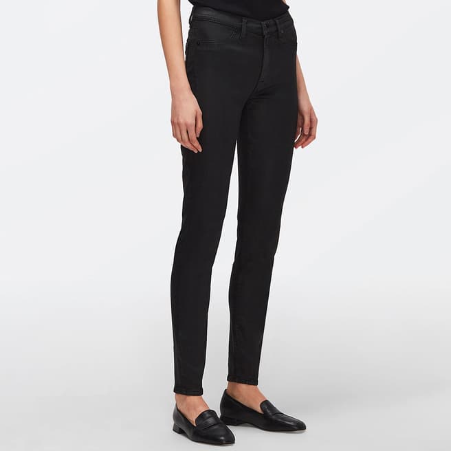 7 For All Mankind Black Coated Skinny Stretch Jeans