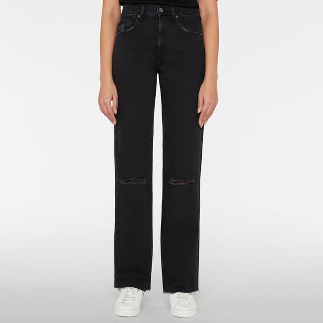 7 For All Mankind Black Tess Straight Stretch Jeans