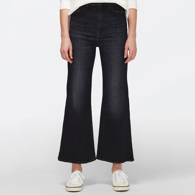 7 For All Mankind Black Cropped Jo Flared Stretch Jeans