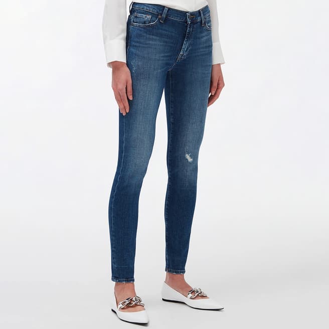 7 For All Mankind Mid Blue Skinny Stretch Jeans