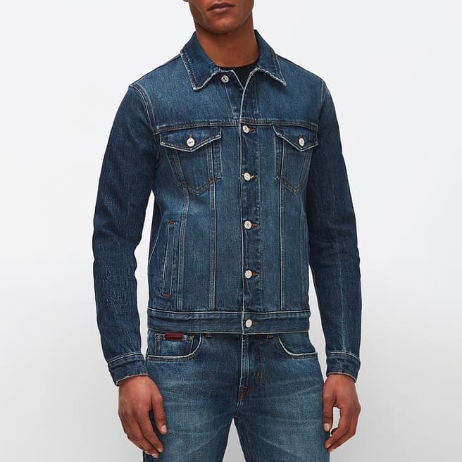 7 For All Mankind Mid Blue Straight Denim Jacket