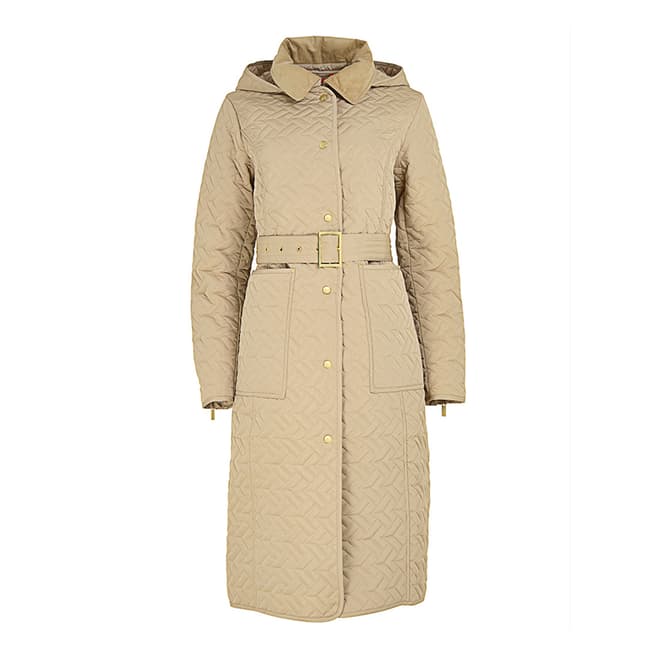 Radley Camel Light Brown Longline Quilted Hooded Coat