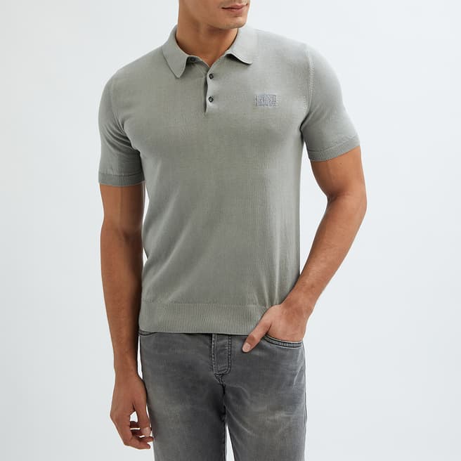 Cavalli Class Grey Regular Fit Cotton Polo Shirt