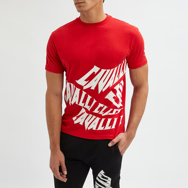 Cavalli Class Red Logo Graphic Cotton T-Shirt