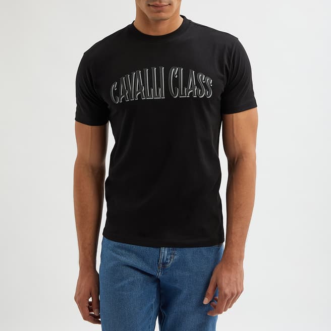 Cavalli Class Black Logo Cotton T-Shirt