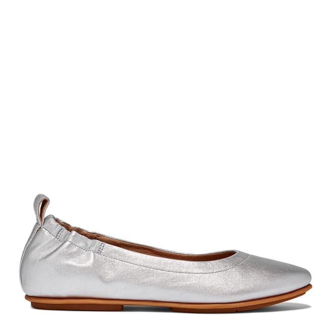 FitFlop Silver Allegro Leather Ballet Pumps