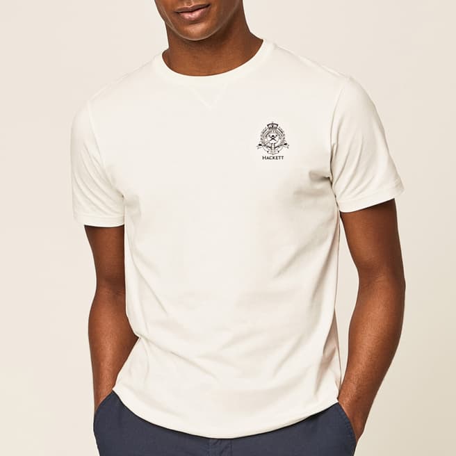 Hackett London White Logo Graphic Cotton T-Shirt
