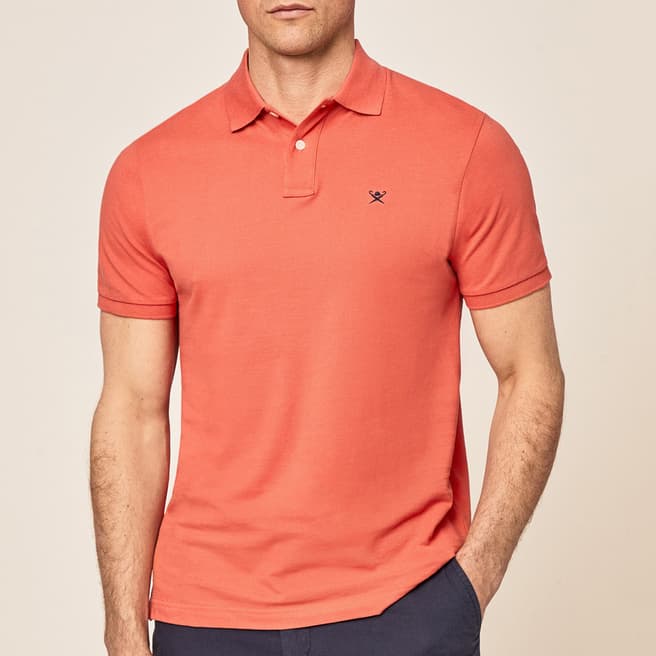 Hackett London Orange Logo Collar Cotton Polo Shirt