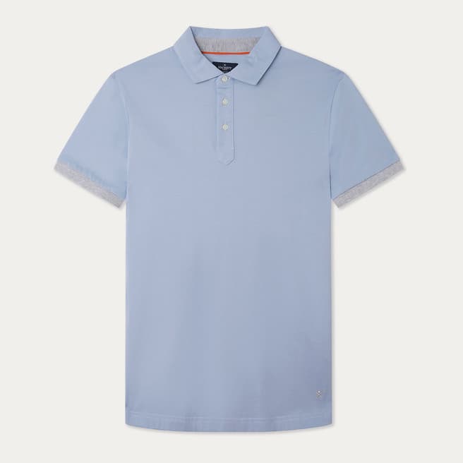 Hackett London Blue Contrast Trim Cotton Polo Shirt