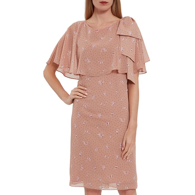 Gina Bacconi Dusty Pink Claren Floral Spot Chiffon Dress