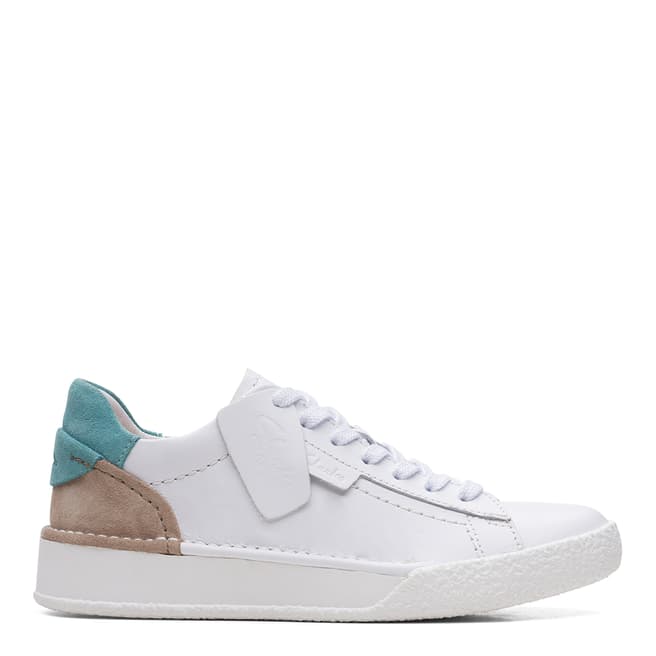 Clarks White And Turquoise Craft Cup Laced Trainers