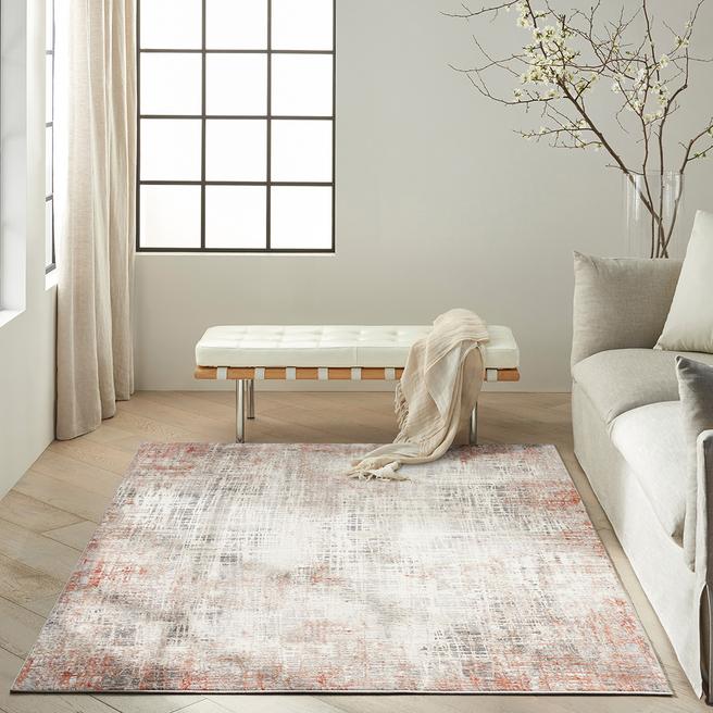 Calvin Klein Infinity 221x16cm Rug, Rust Multicolour