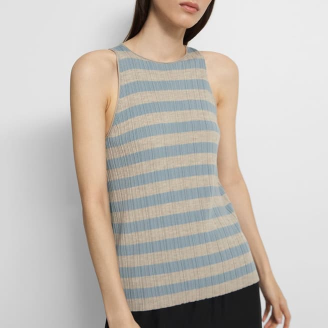 Theory Blue Striped Wool Top