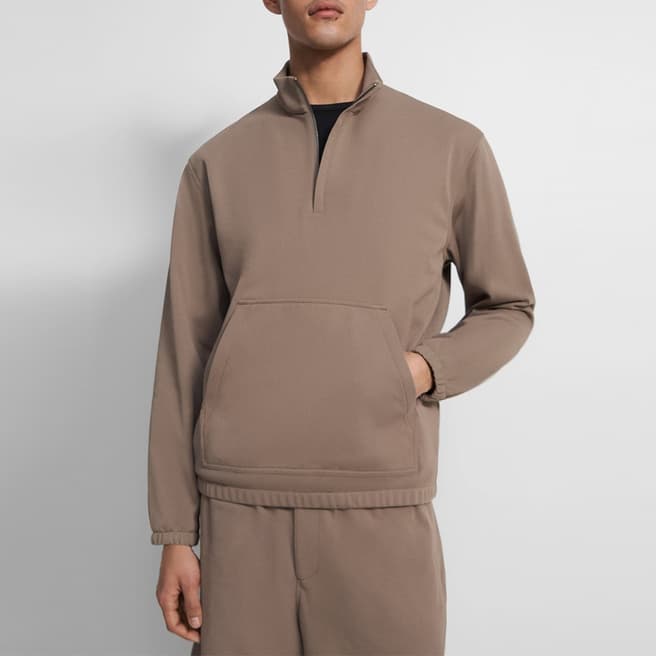 Theory Taupe Reeve Half Zip Jumper
