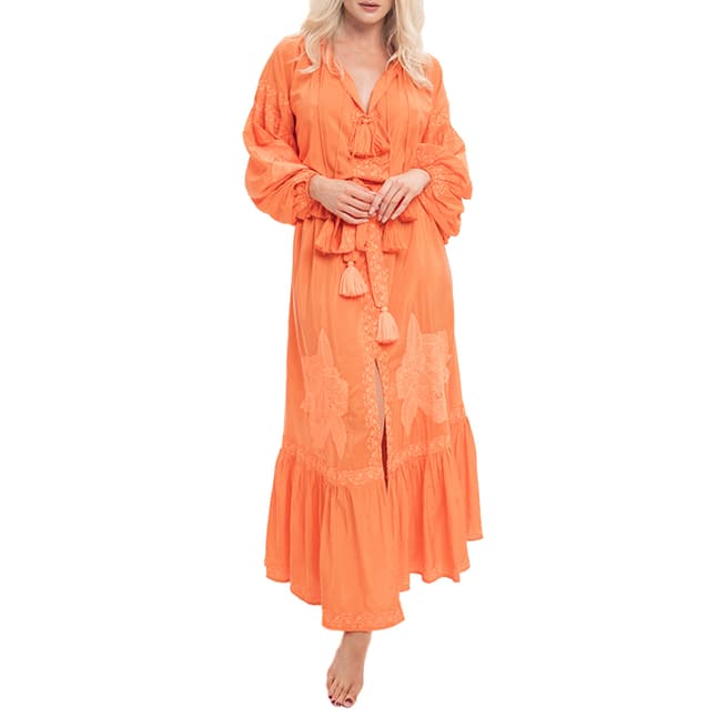 Pranella Orange Taffi Maxi Dress