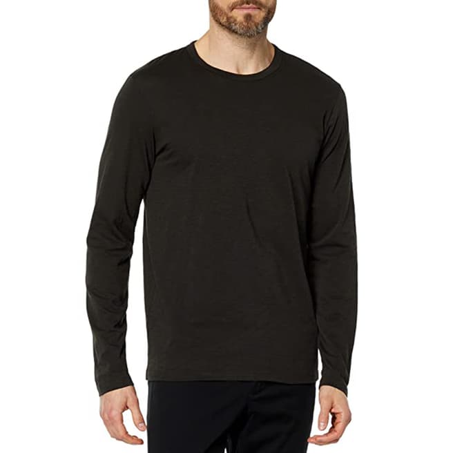 Theory Black Essential Long Sleeve Cotton T-Shirt