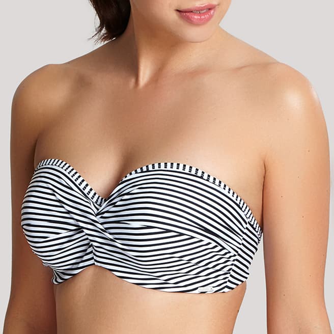 Panache Black & White Anya Stripe Bandeau Bikini Top