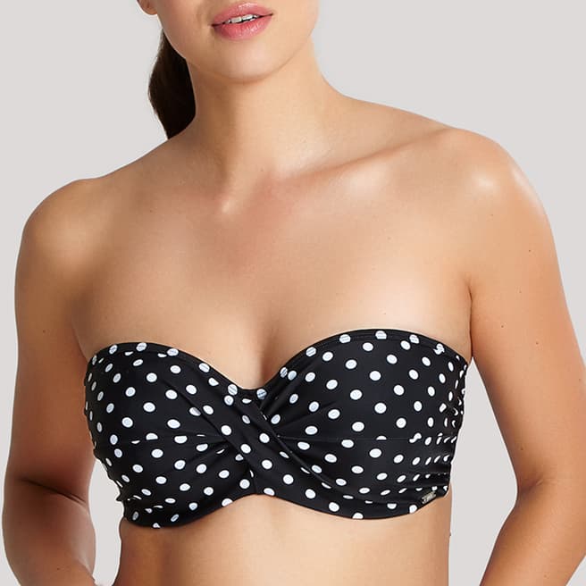 Panache Black & White Anya Spot Bandeau Bikini Top
