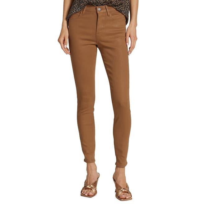 Frame Brown Le High Skinny Coated Stretch Jeans
