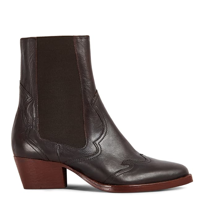 Hudson London Brown Darcey Western Ankle Boots
