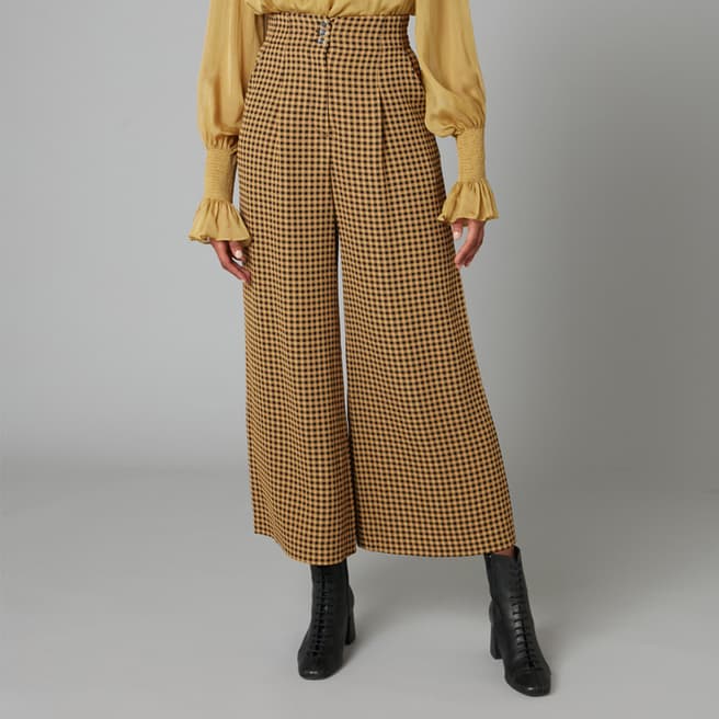 Temperley London Mustard Mabel Checked Trouser