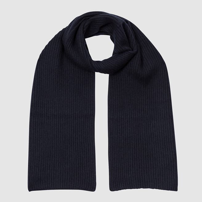 Reiss Navy Clyde Ribbed Cashmere Scarf