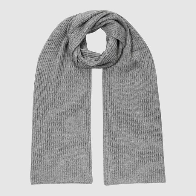 Reiss Grey Clyde Ribbed Cashmere Scarf