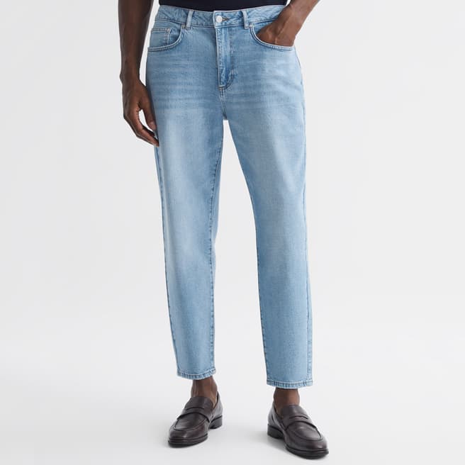 Reiss Washed Blue Portabello Tapered Stretch Jeans