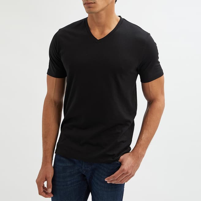 Reiss Black Danny-V Neck Cotton Blend T-Shirt